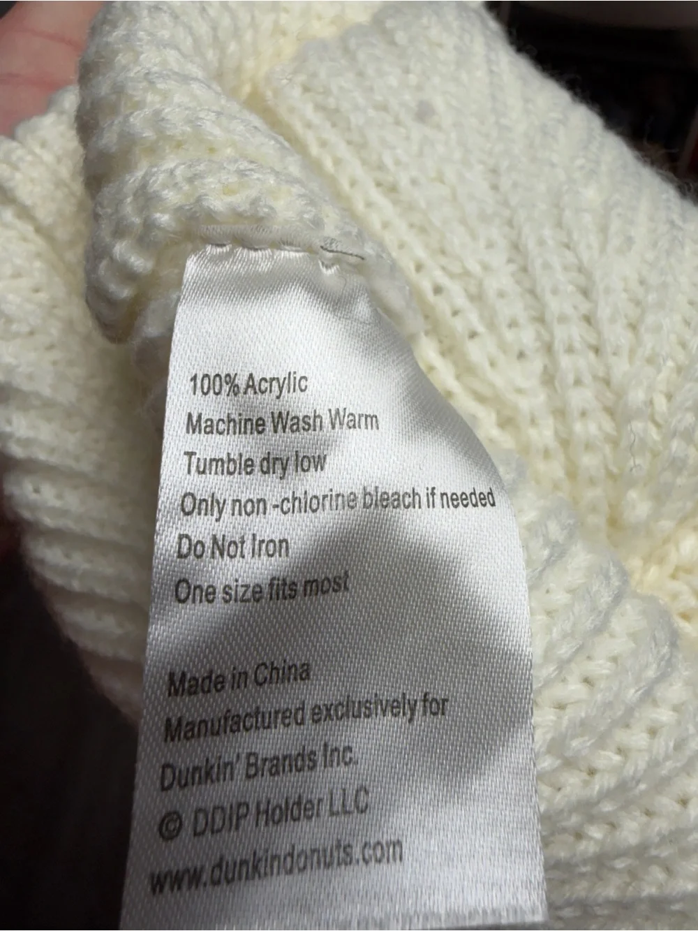Women’s Pom Beanie Knit Hat - Cream with Pink & Orange Stripe